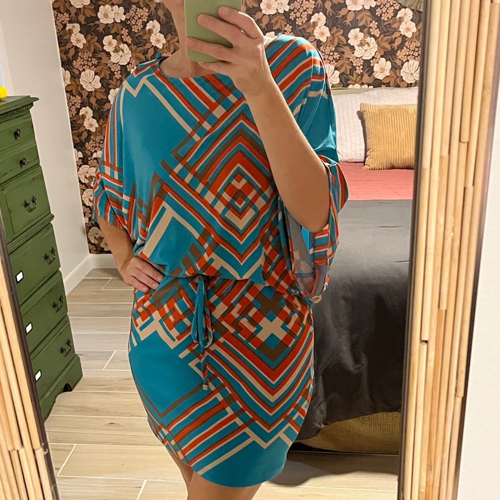 Jessica Simpson Blue and Orange Dress
